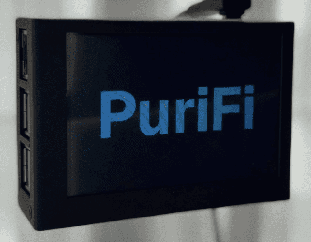 The PuriFi name in cyan on a black screen.